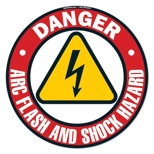 Arc Flash And Shock Hazard 2 16in Non-Slip Floor Marker, 6PK, 16 in L, 16 in H, FD-2-C-16-6PK-99971